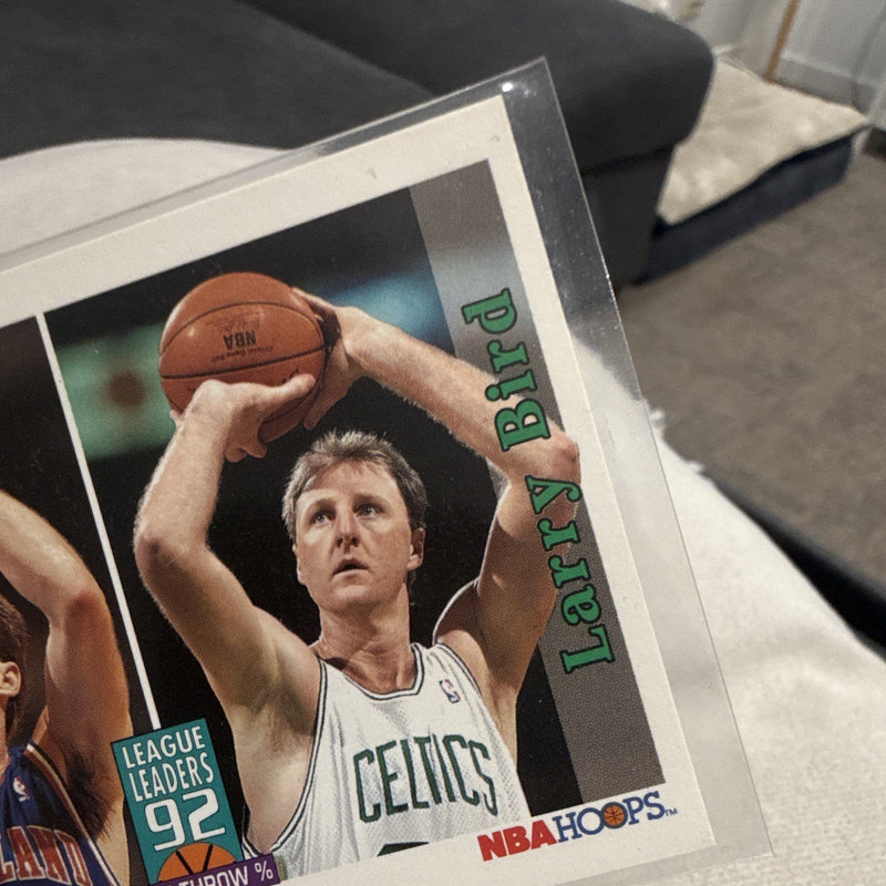 SkyBox NBA Hoops 1992 League Leaders 92 Free Throw % #322 Price Bird Insert2