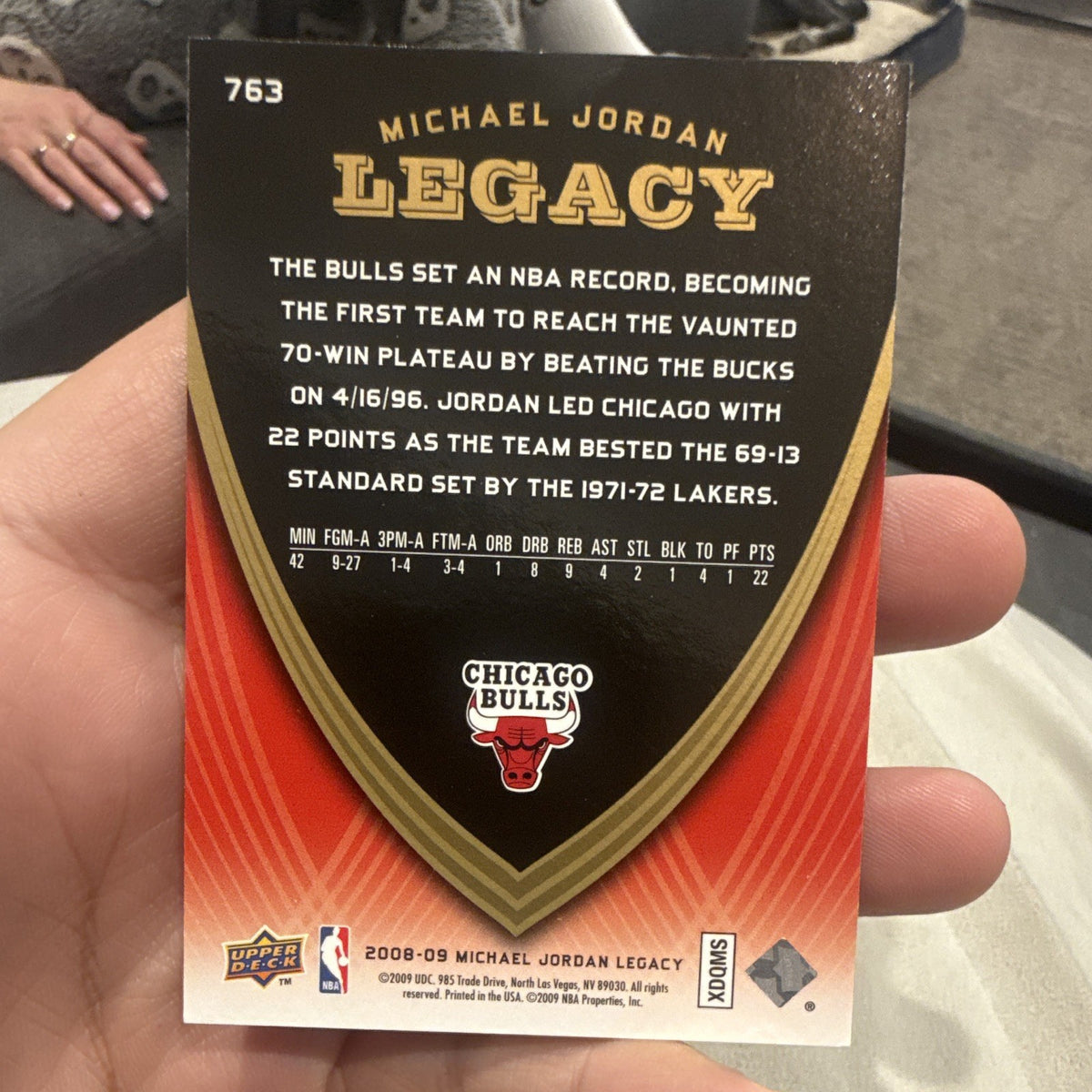 Upper Deck Michael Jordan 2008 09 Legacy Insert #763 Chicago Bulls NBA1
