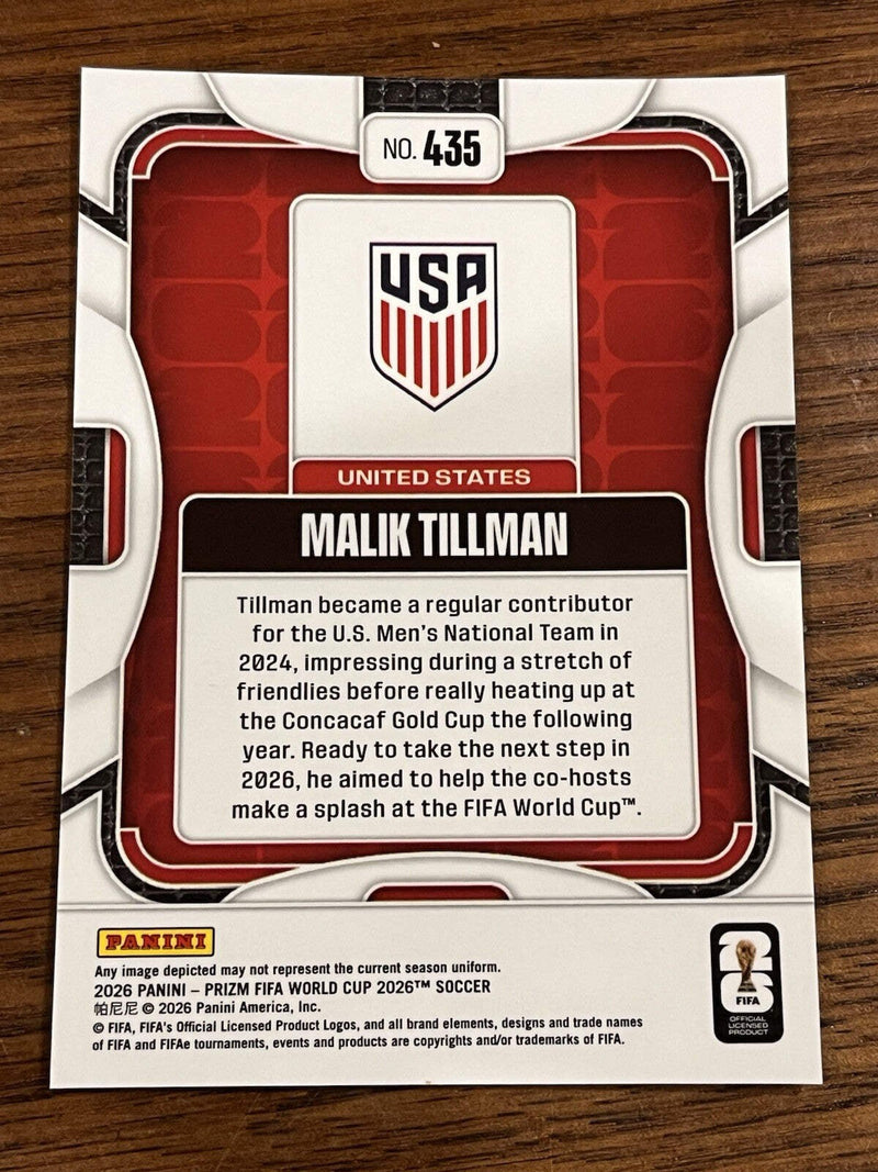Panini Prizm 2026 FIFA World Cup Base Set Malik Tillman #435 United States2