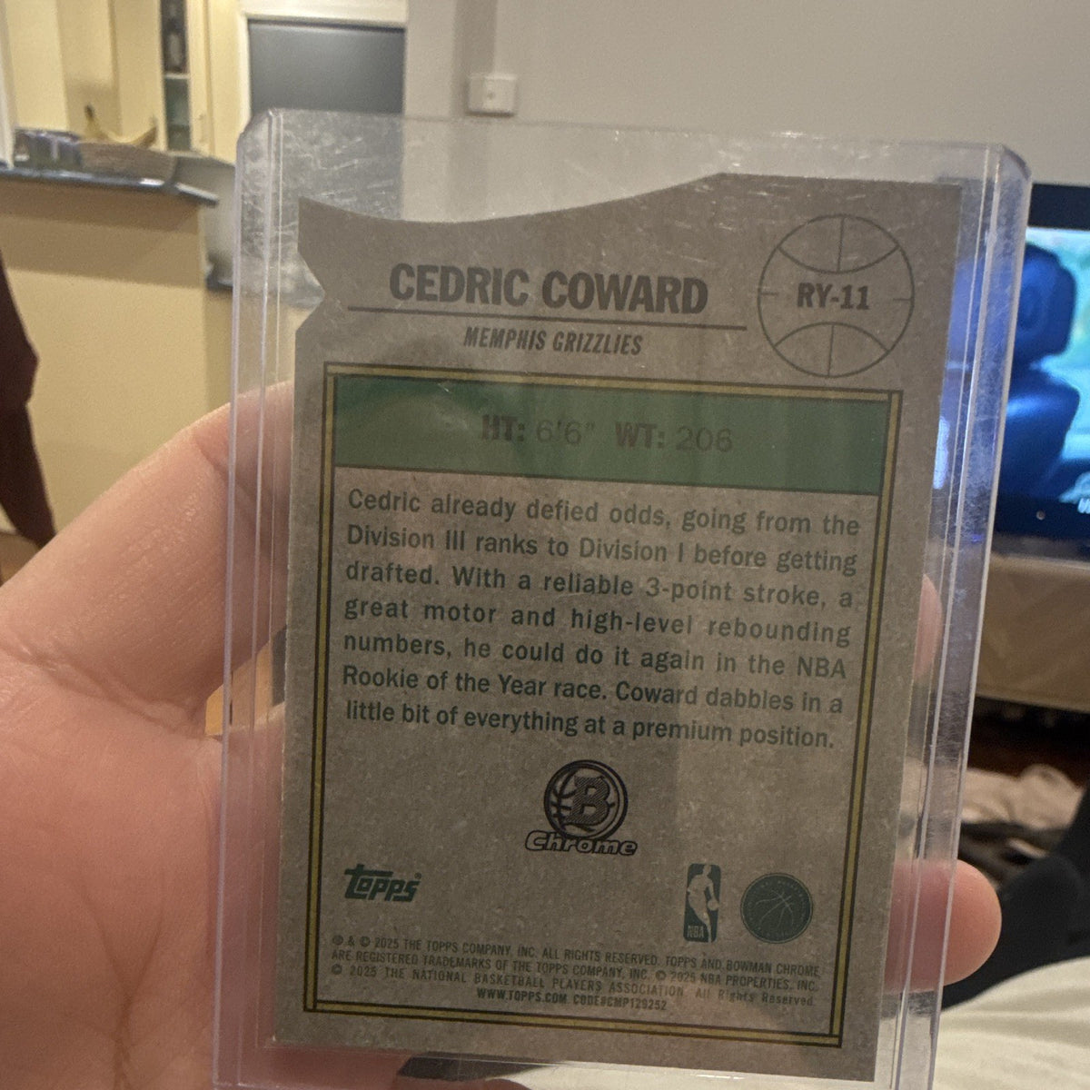 Cedric Coward Rookie of the Favorites RY 11 2025 Topps Chrome RC Grizzlies1