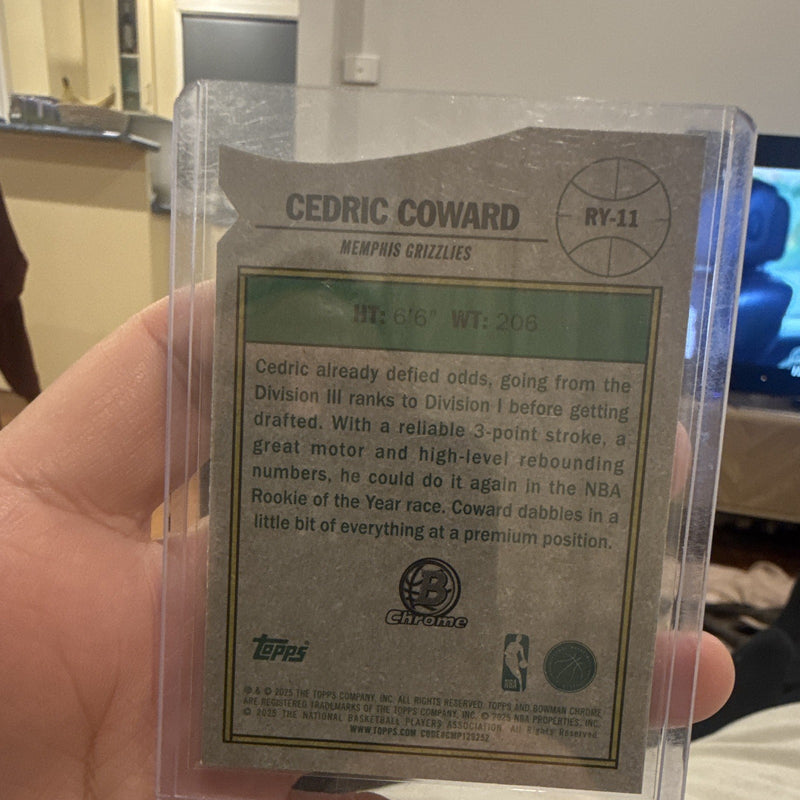 Cedric Coward Rookie of the Favorites RY 11 2025 Topps Chrome RC Grizzlies1