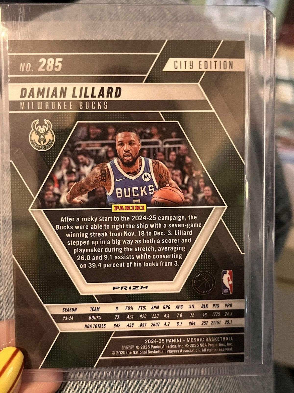 Panini Mosaic City Edition Insert Damian Lillard Milwaukee Bucks #2852