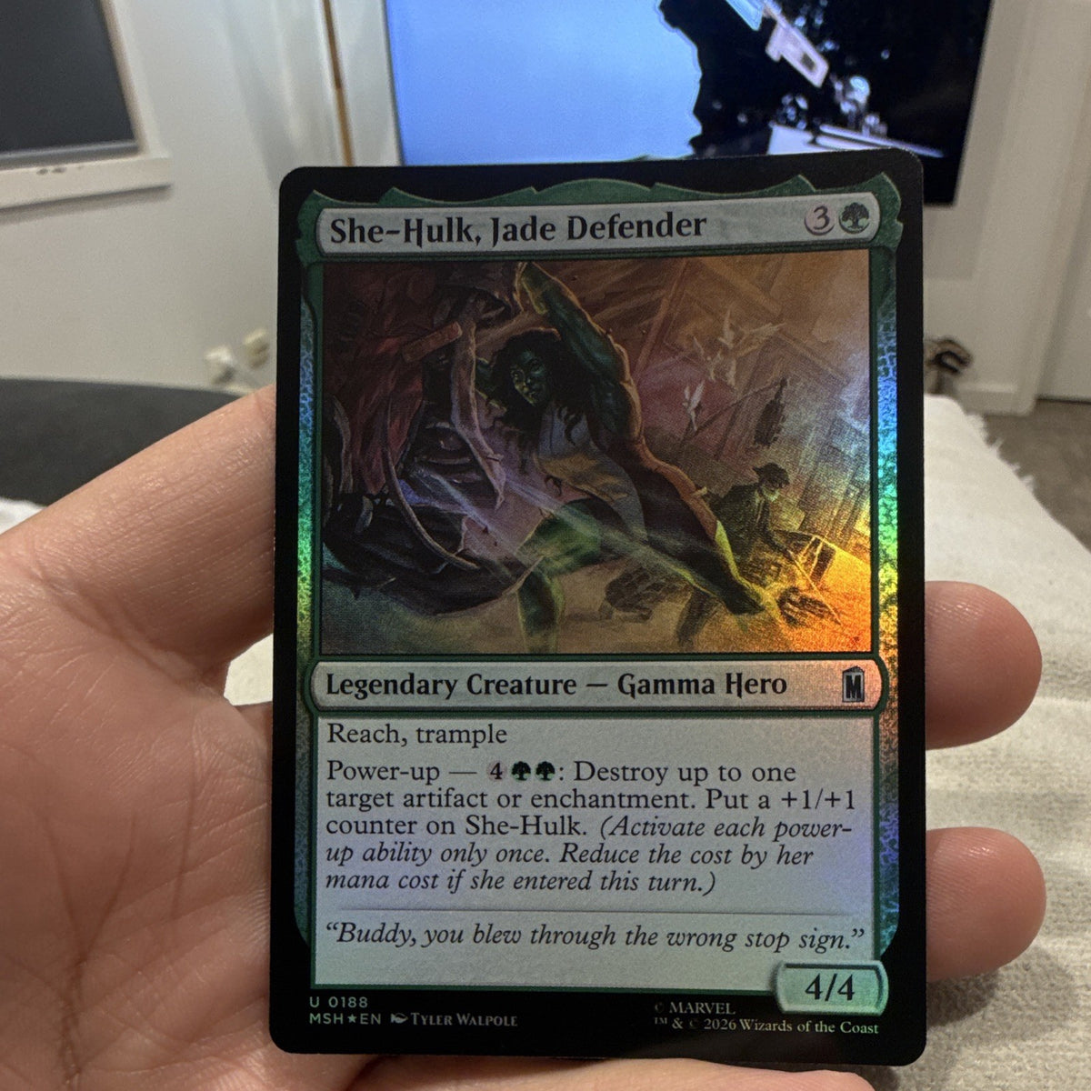 She-Hulk, Jade Defender Foil Uncommon MARVEL 0188 Legendary Creature Green0