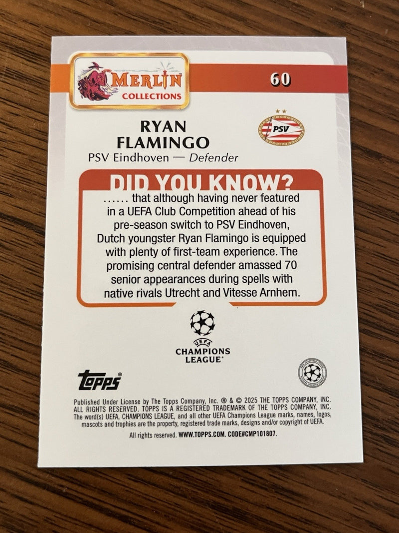 Topps Merlin Collections UEFA Champions League Ryan Flamingo RC #60 PSV 20252