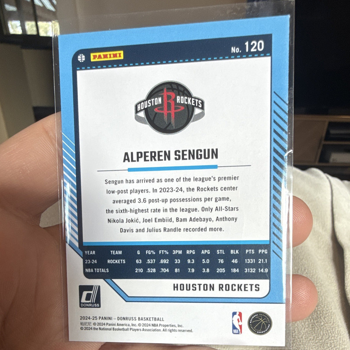 Panini Donruss Basketball 2024 25 Alperen Sengun Base #120 Rockets1