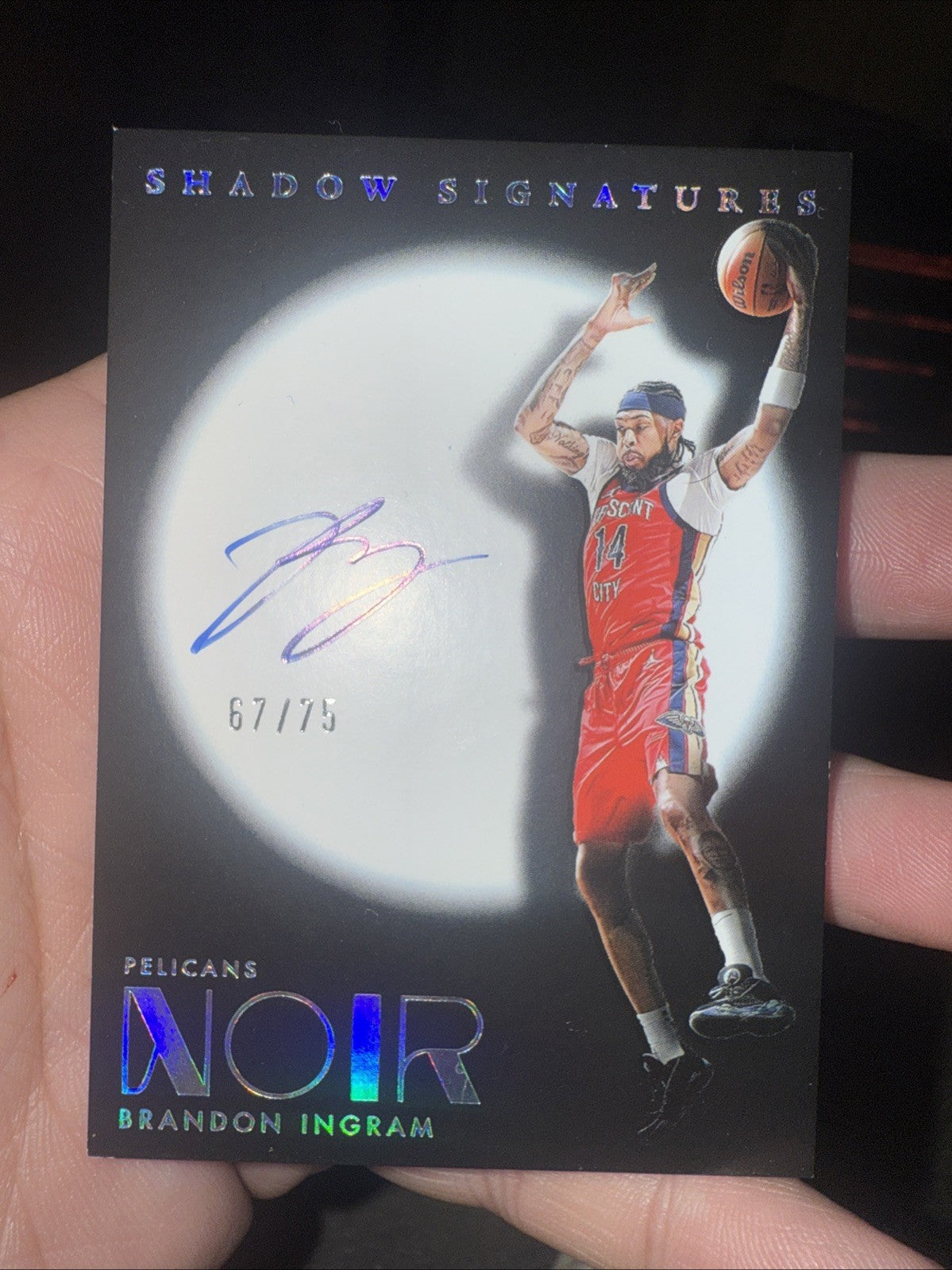 Brandon Ingram Pelicans 2024 25 Panini Noir Shadow Signatures On Card Auto /750