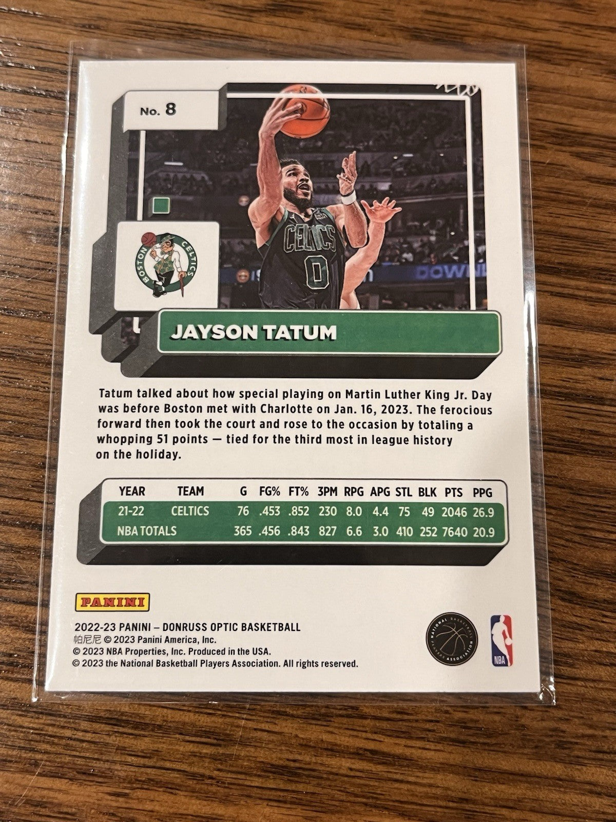 Panini 2022 23 Donruss Optic Jayson Tatum No. 8 Boston Celtics2