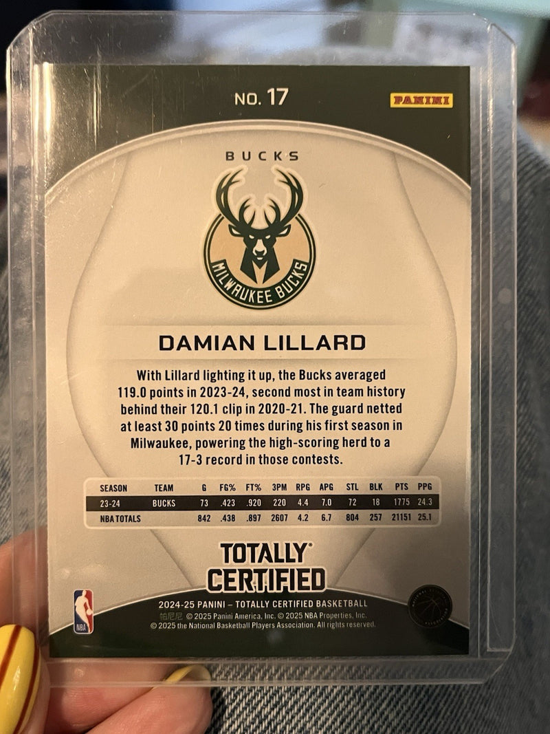 Panini Totally Certified 2024-25 Damian Lillard Insert No. 17 Milwaukee Bucks2