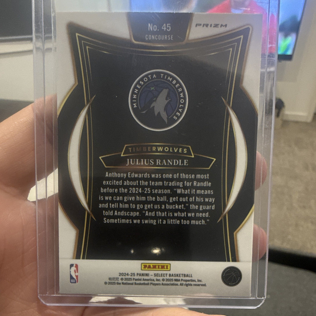 Panini Select 2024 25 Julius Randle Prizm Concourse #45 Timberwolves1
