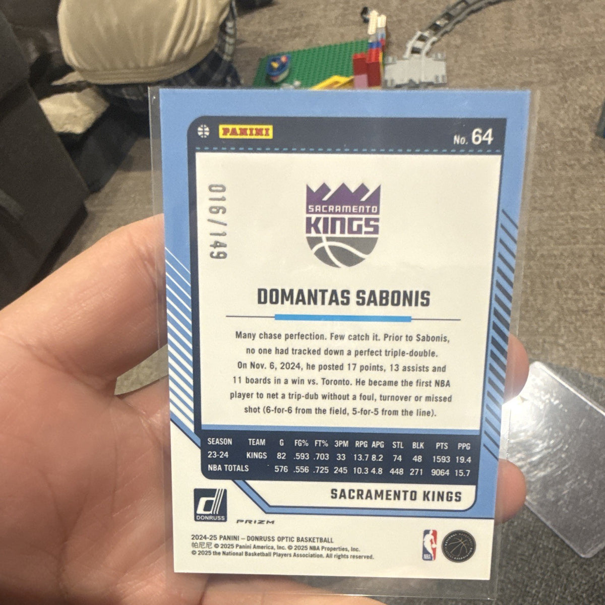 Panini Donruss Optic 2024 25 Domantas Sabonis Green Prizm 64 016/1491