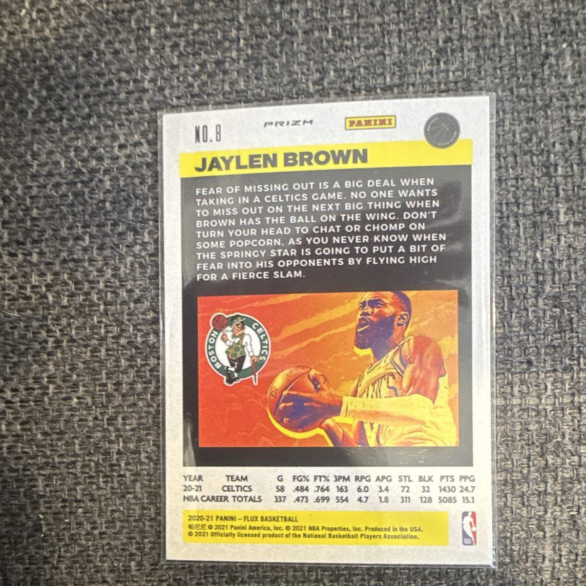 Panini Flux Prizm Jaylen Brown No. 8 Boston Celtics 2020 21 Basketball1