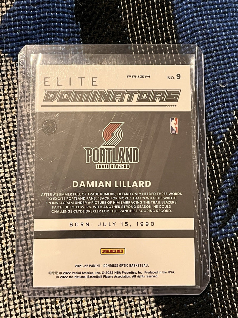 Panini Damian Lillard Elite Dominators Prizm Donruss Optic 2021 22 No. 92