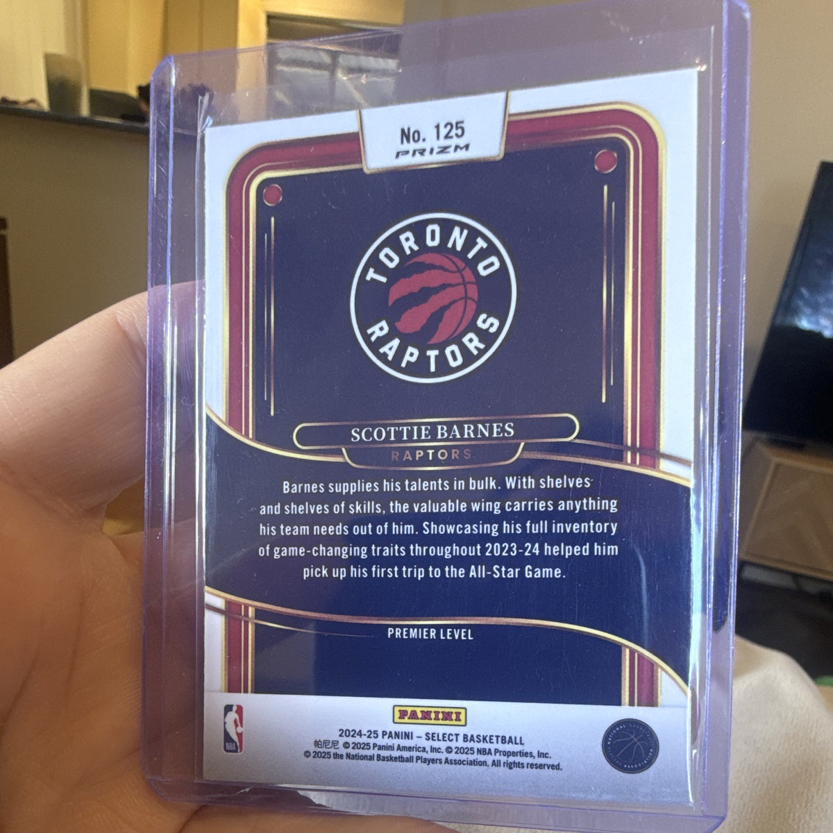 Panini Select 2024 25 Scottie Barnes Premier Level Prizm Toronto Raptors #1251