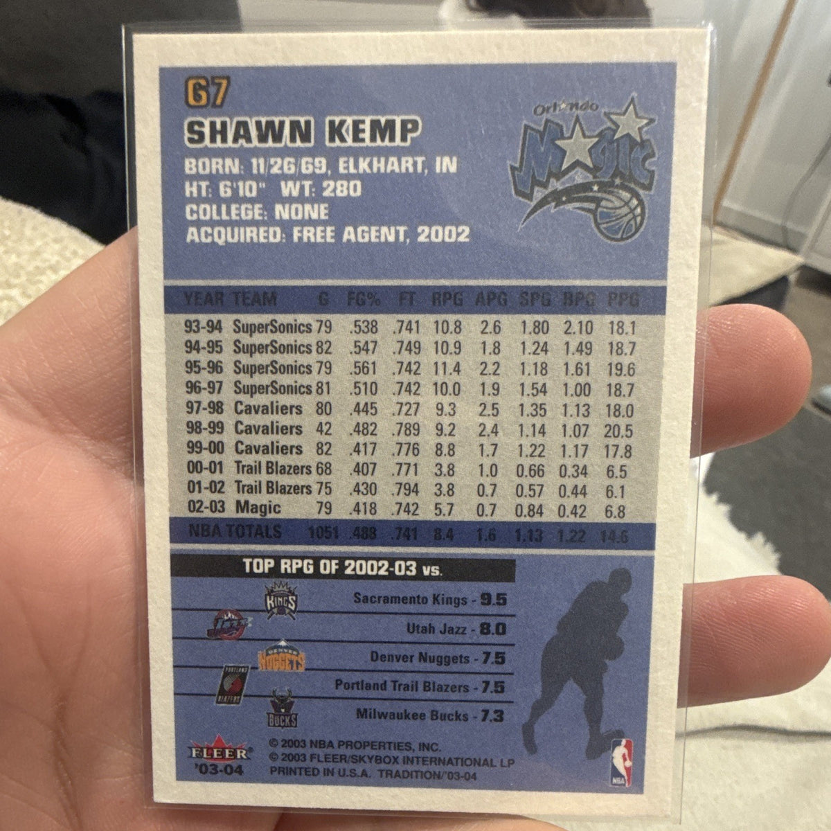 Fleer Tradition Base Set Shawn Kemp Orlando Magic 2003 04 G7 Basketball Card1