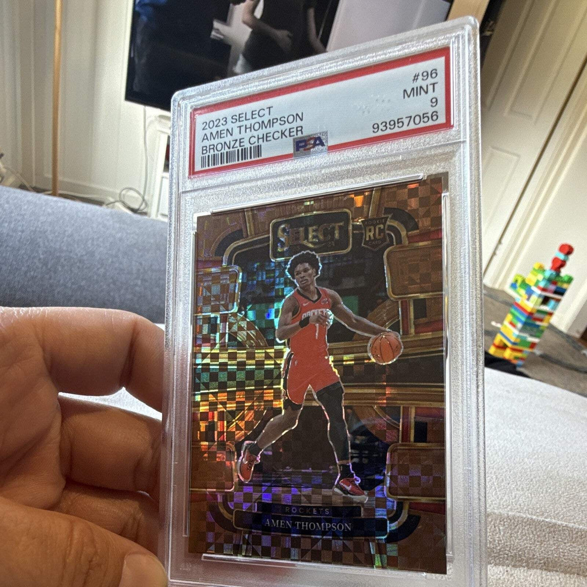 Amen Thompson 2023 24 Select Concourse Bronze Checker Prizm RC #96 PSA 9 19/490