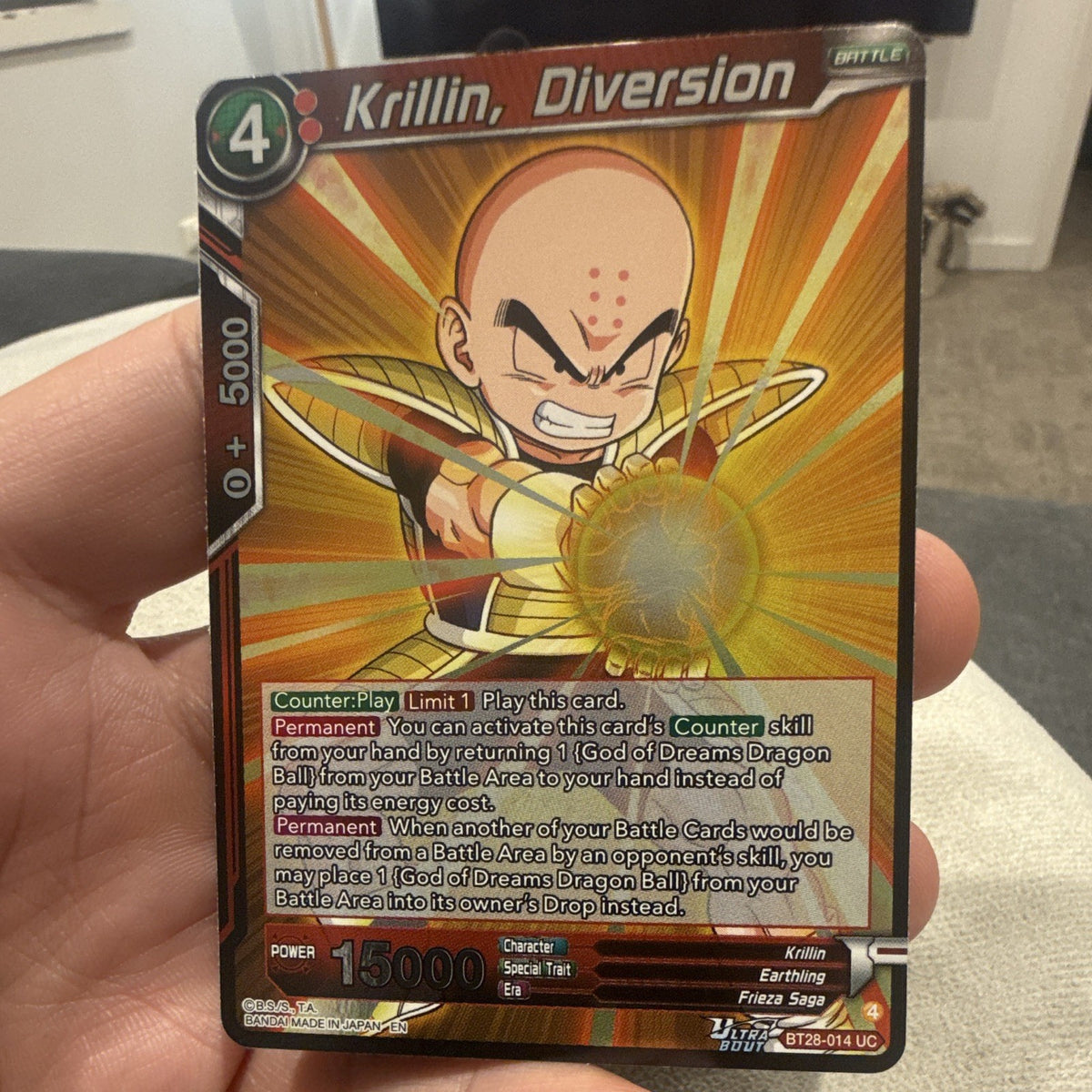 Bandai Krillin, Diversion Foil Uncommon Ultra Instinct BT28-014 Limit 10