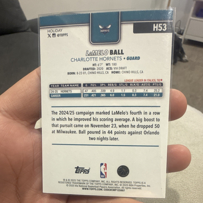 Topps Holiday 2024 25 LaMelo Ball Insert Basketball Charlotte Hornets H531