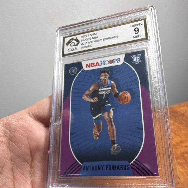 Panini 2020 21 NBA Hoops Anthony Edwards Purple Rookie Card #216 CGA 94