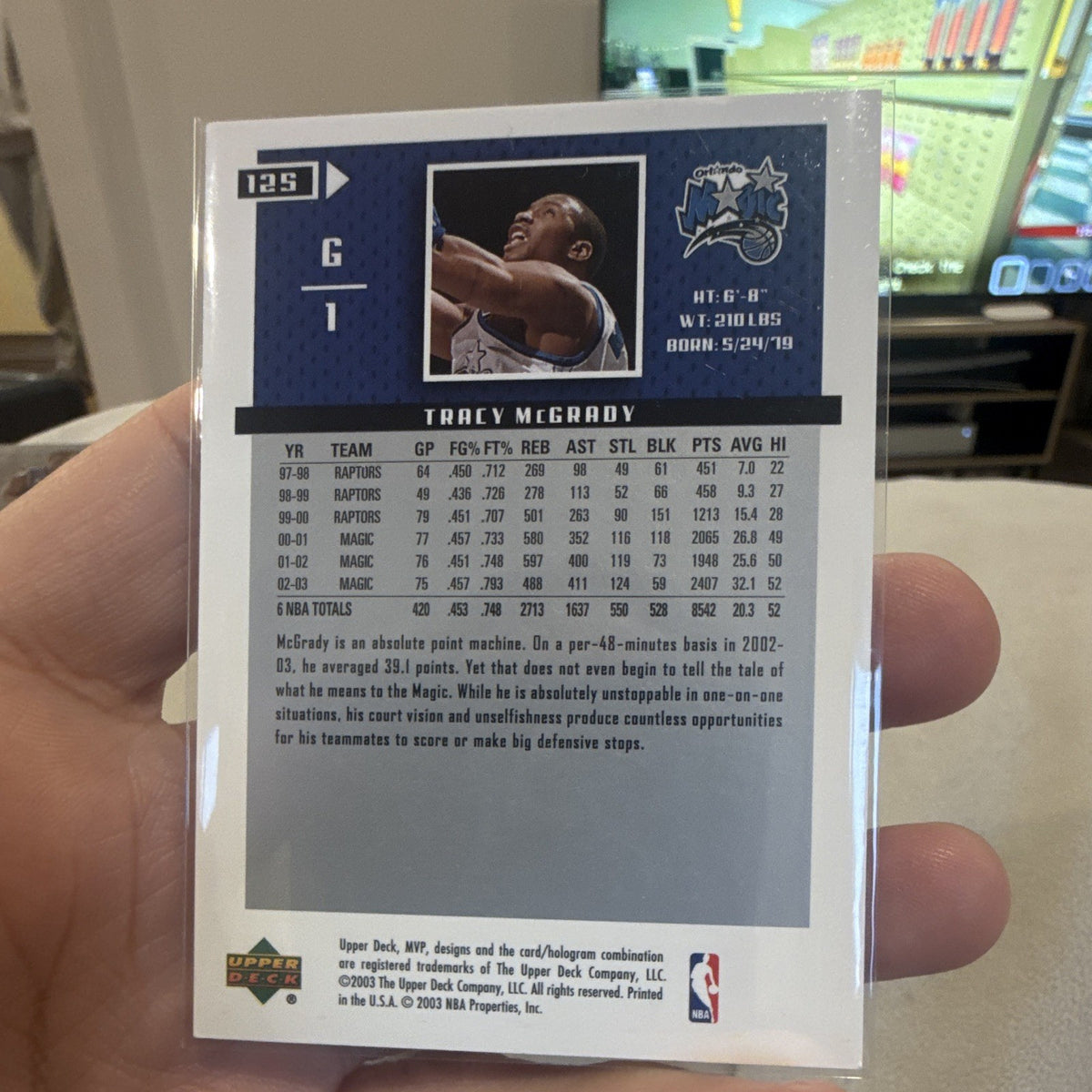Upper Deck MVP 2003 Tracy McGrady Orlando Magic #125 Insert NBA Card1