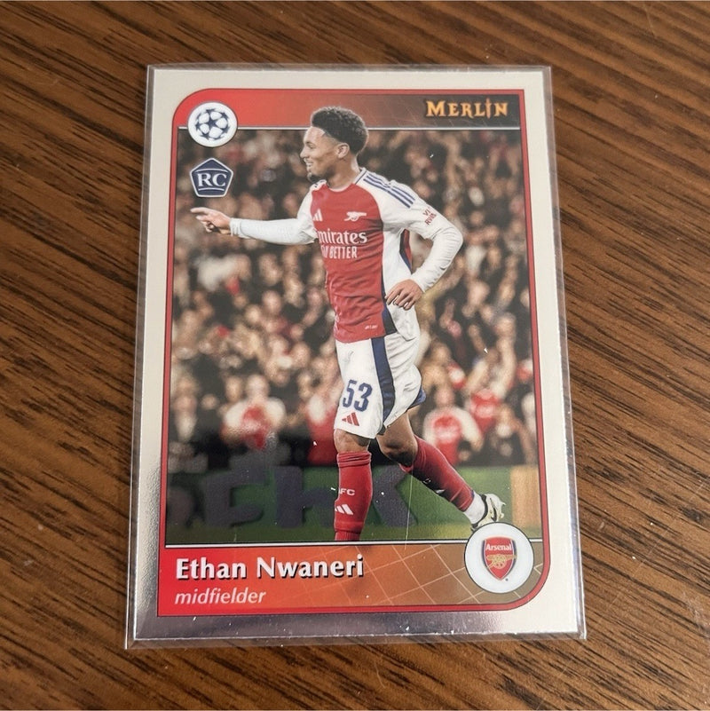 Topps Merlin Collections Ethan Nwaneri Rookie UEFA Champions League 53 Arsenal0
