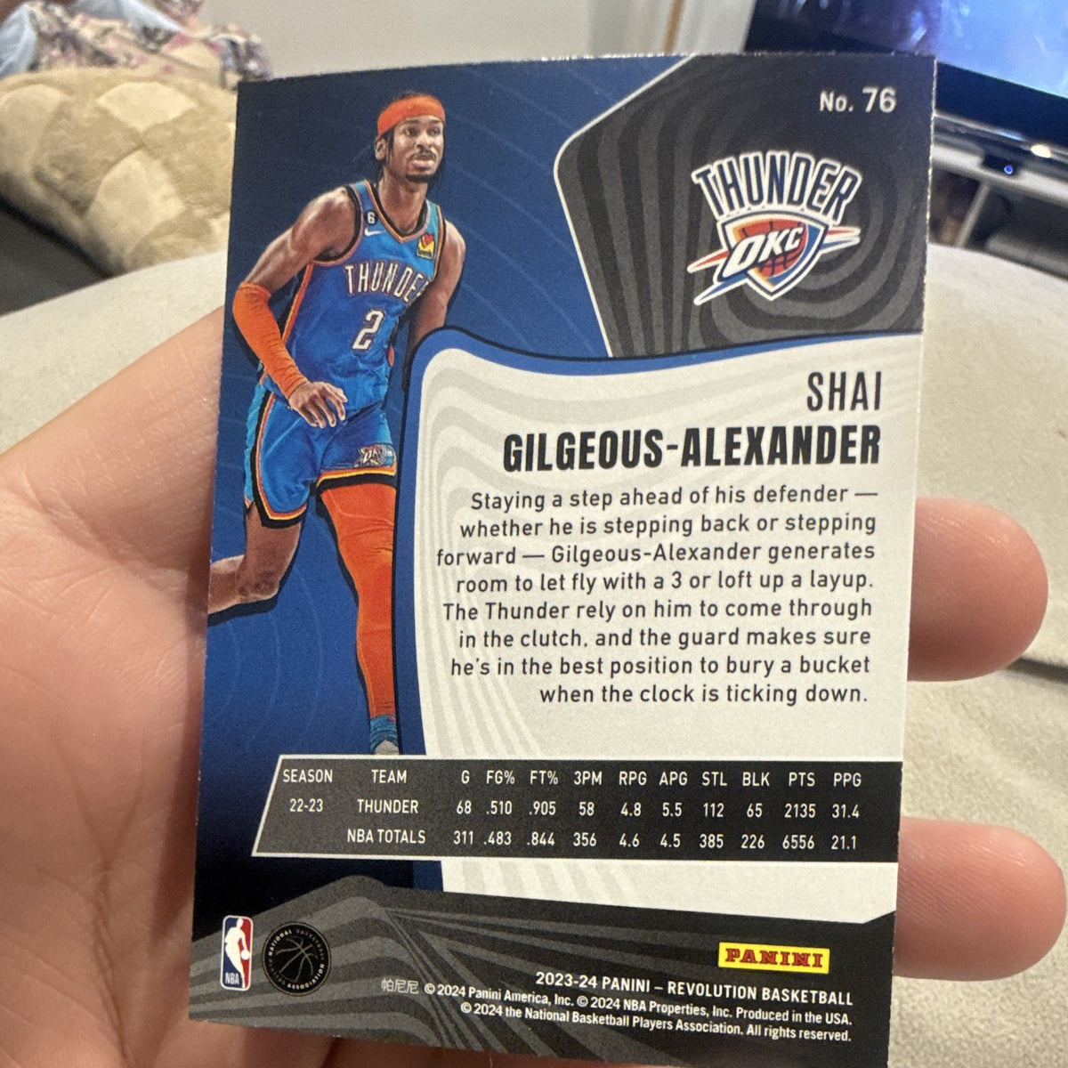 Panini Revolution 2023 24 Shai Gilgeous Alexander Parallel #76 Thunder1