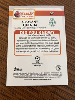 Geovany Quenda Rookie Topps Merlin UEFA Champions League Sporting CP 572