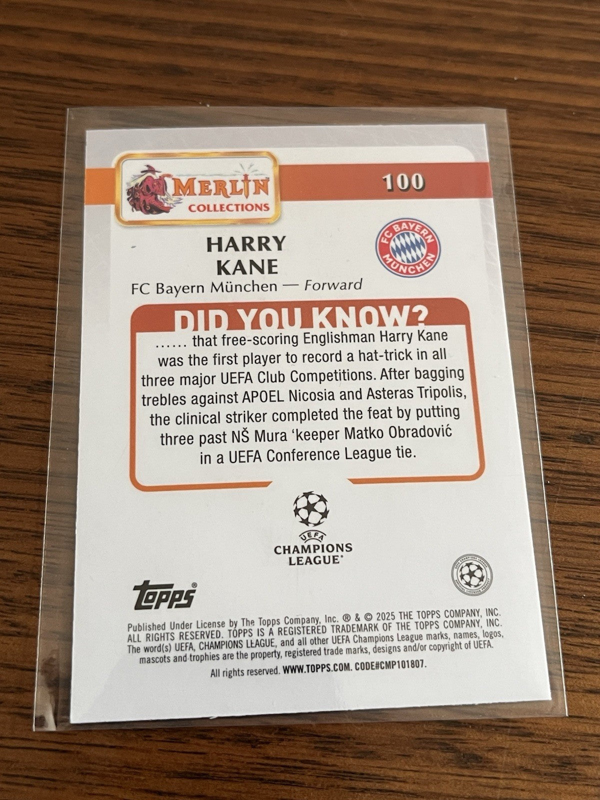 Topps Merlin Collections Harry Kane #100 FC Bayern München UCL 20252