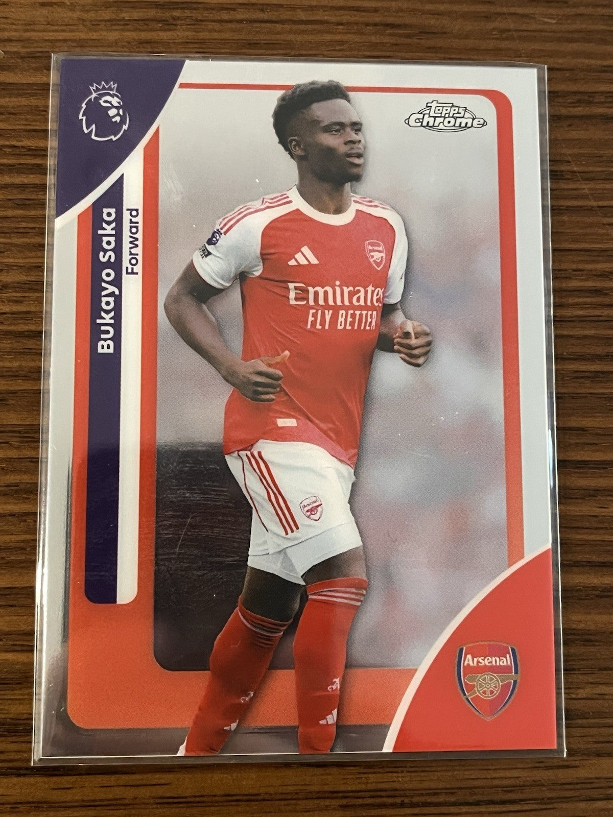 Topps Chrome Premier League Bukayo Saka Arsenal #13 Sports Trading Card1