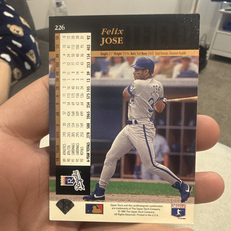 Upper Deck 1994 Felix Jose #226 Kansas City Royals MLB Baseball Card1