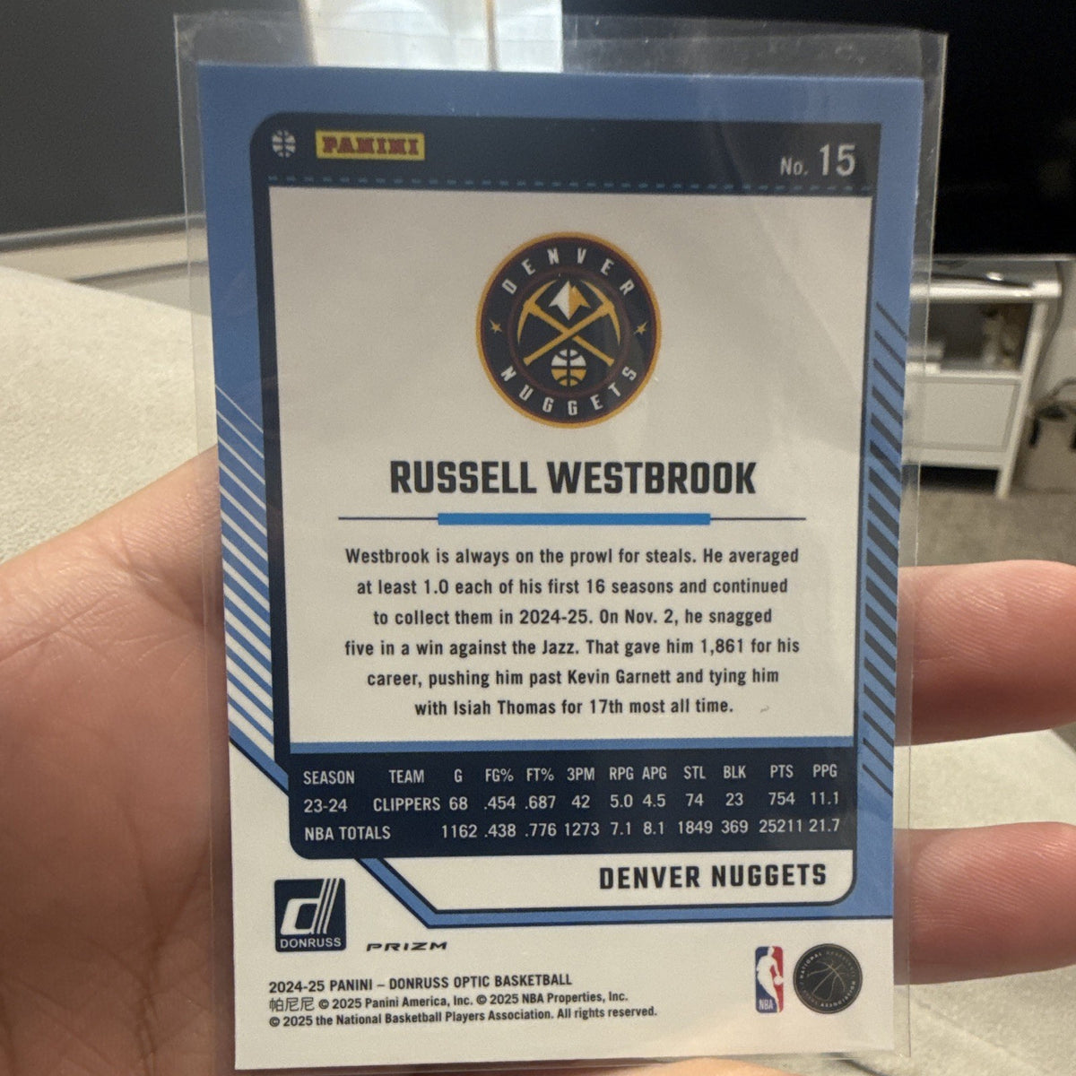 Panini Donruss Optic 2024 25 Russell Westbrook Purple Denver Nuggets #151