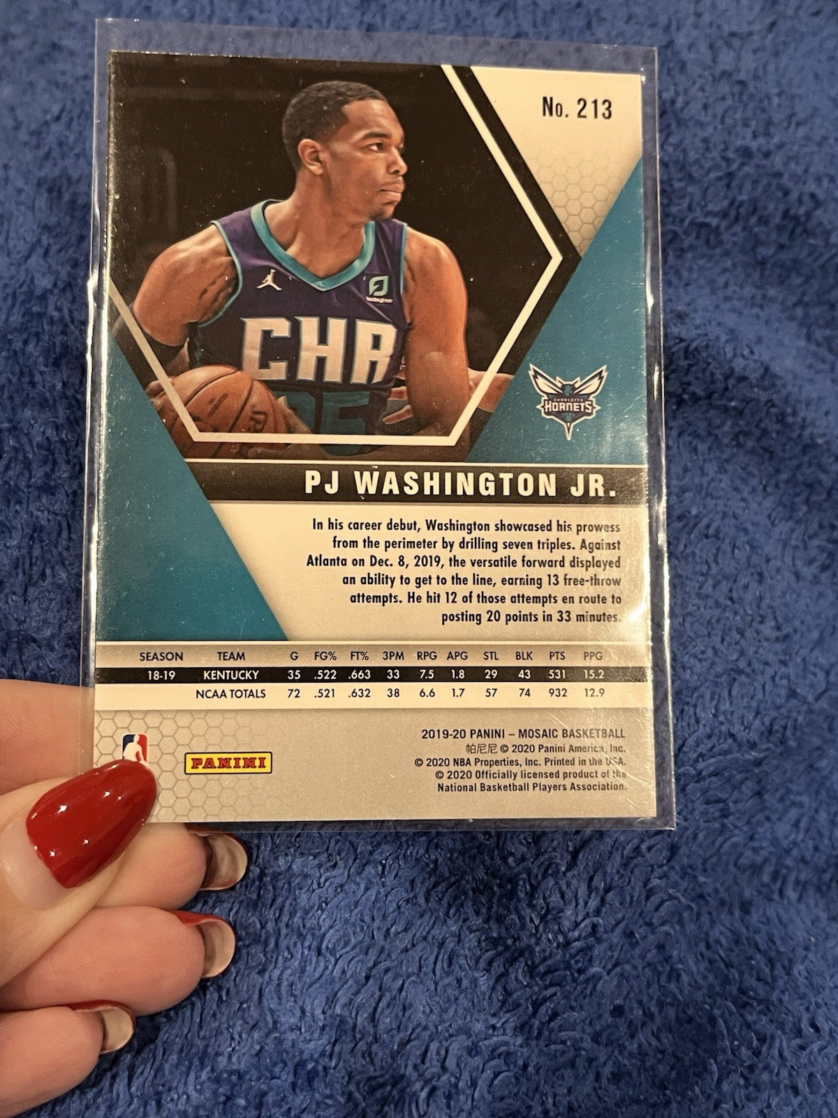Panini Mosaic 2019 20 PJ Washington Jr. Rookie Charlotte Hornets 2132
