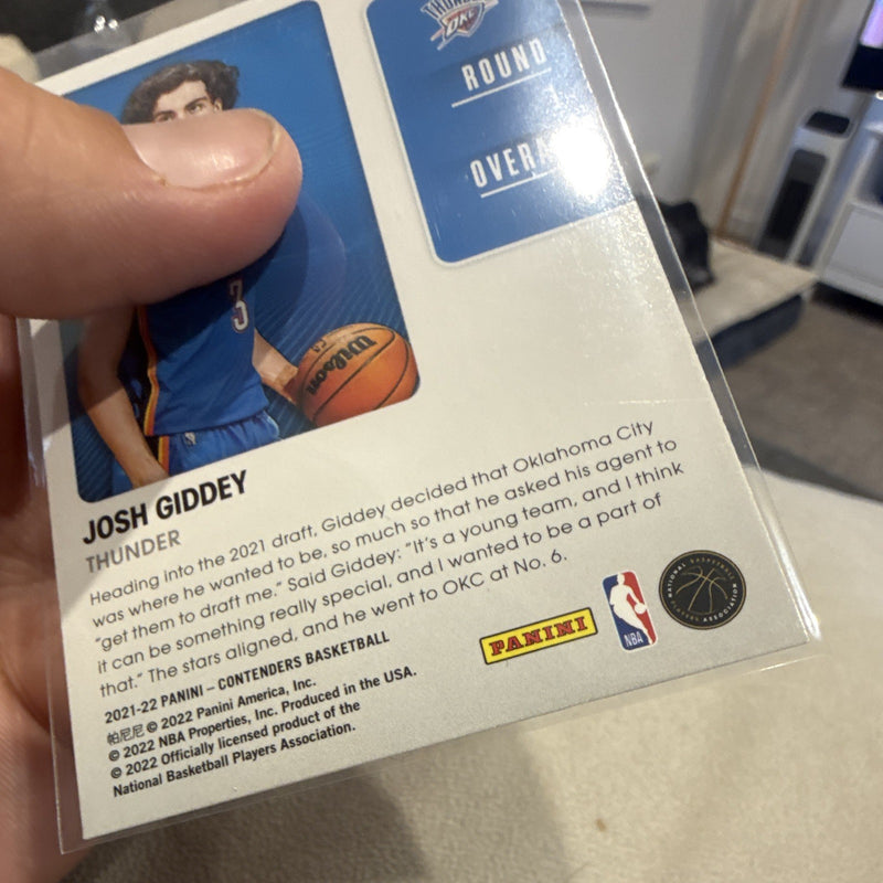 Panini Josh Giddey Rookie 2021 22 Contenders 2021 Draft Class #6 OKC4