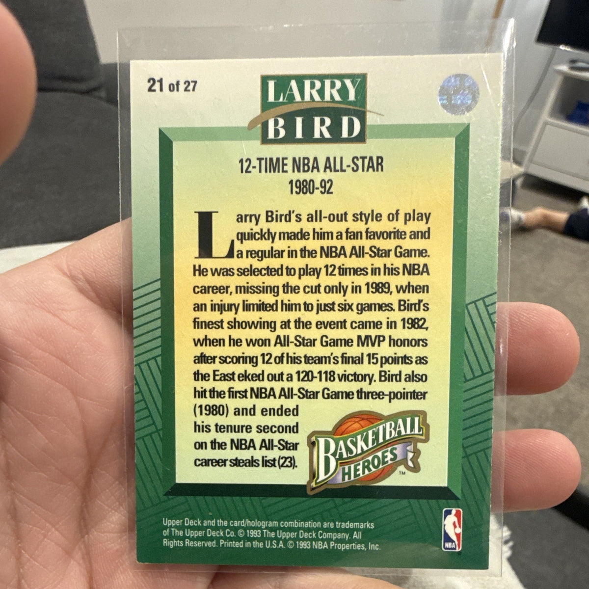 Upper Deck Basketball Heroes Insert Larry Bird Boston Celtics Card 21/27 19931
