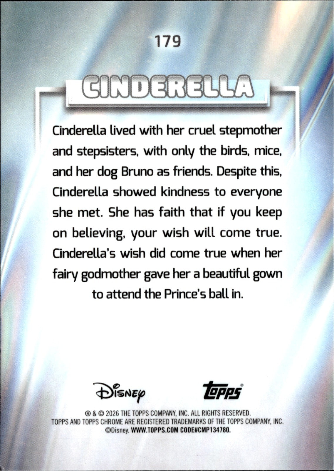 Cinderella Base Topps Chrome Disney 179 NM1