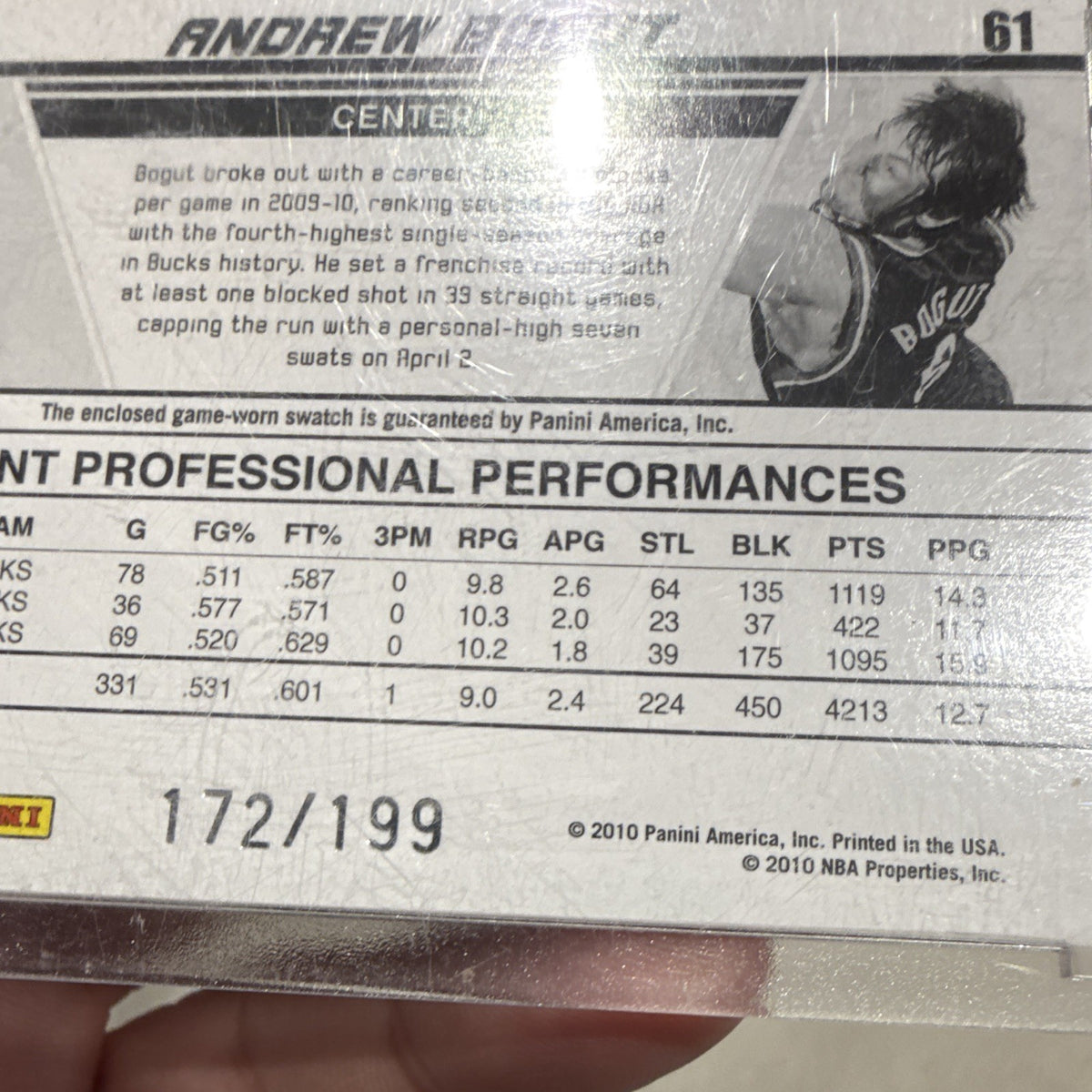 Panini 2010-11 Donruss Andrew Bogut Bucks Production Line #61 /1994