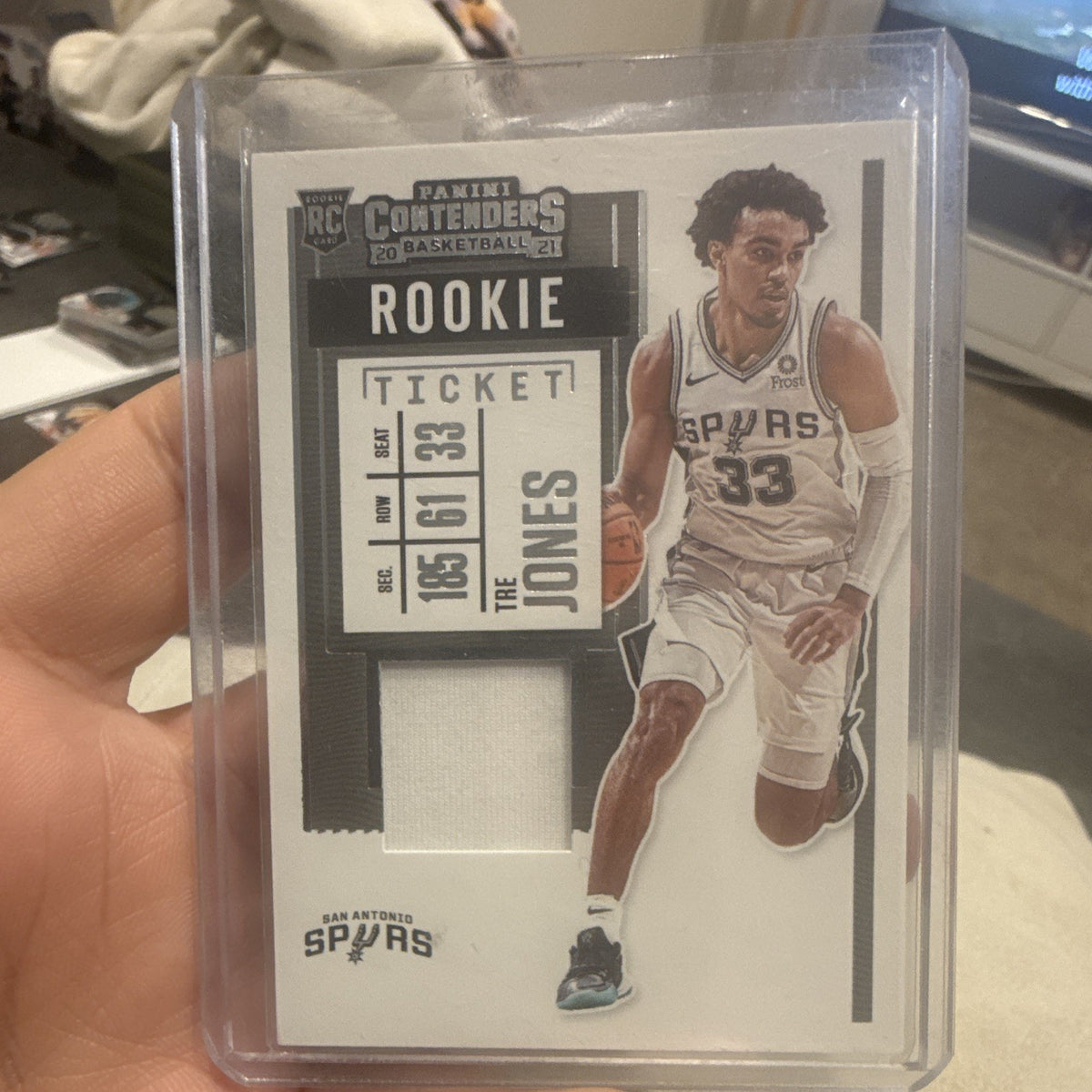 Panini Contenders 2020 21 Tre Jones Rookie Ticket RS TJN Spurs Memorabilia Patch0