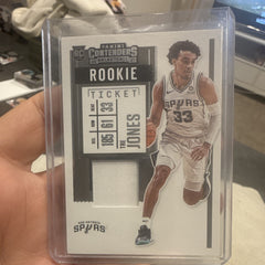 Panini Contenders 2020 21 Tre Jones Rookie Ticket RS TJN Spurs Memorabilia Patch0