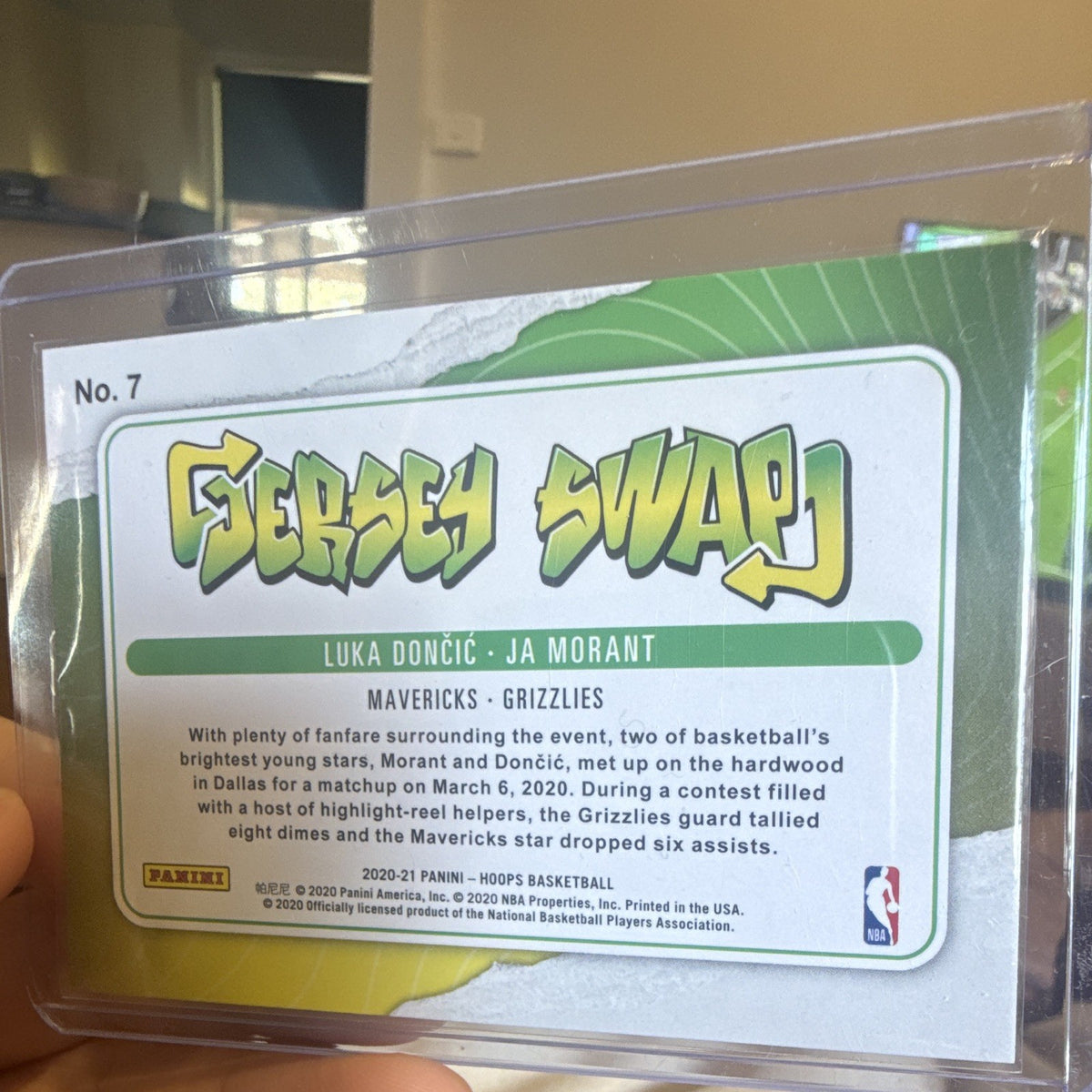 Panini 2020 21 NBA Hoops Jersey Swap Insert No. 7 Luka Doncic / Ja Morant1
