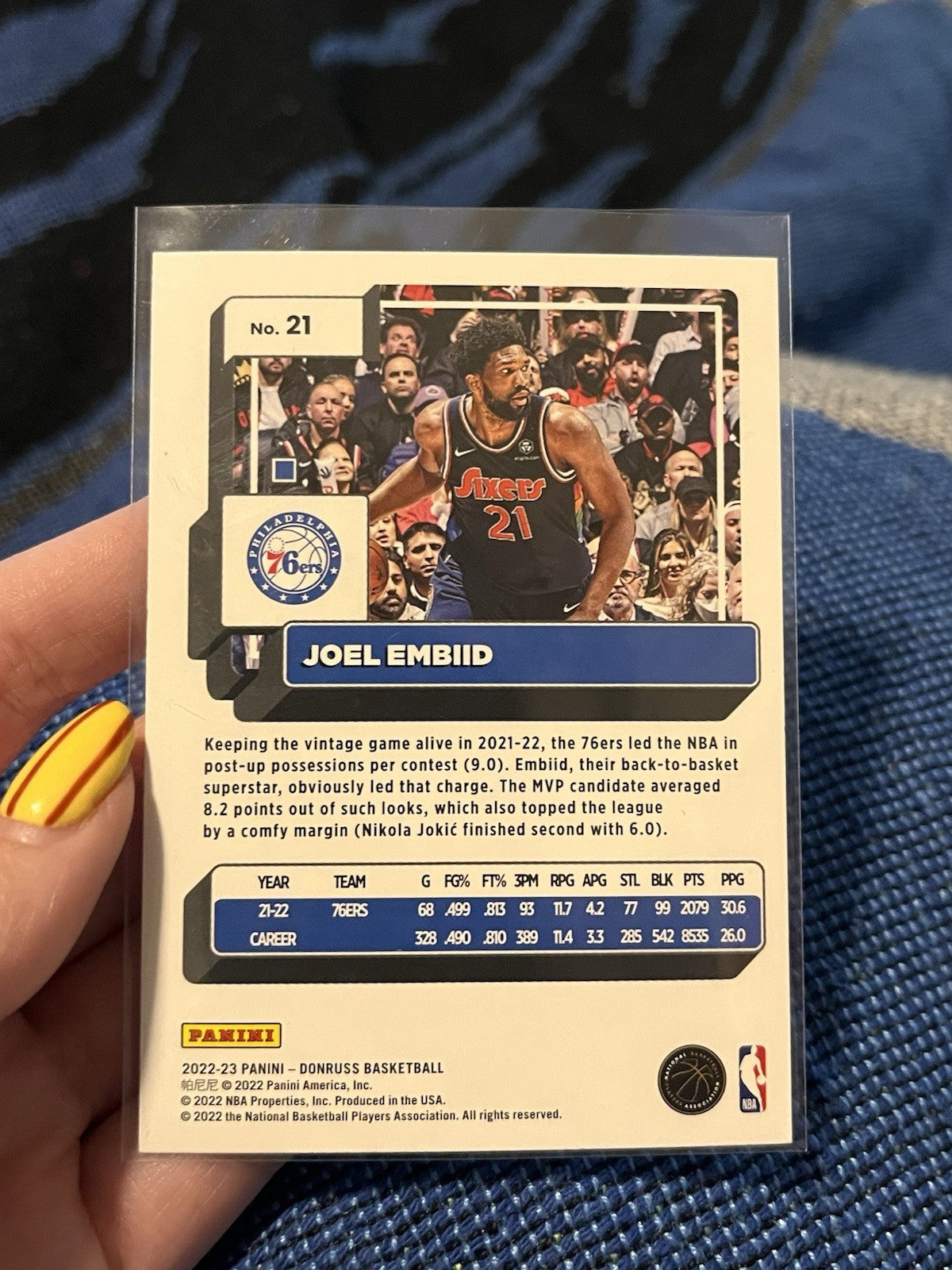 Panini Donruss 2022 23 Joel Embiid Base Set Philadelphia 76ers #212