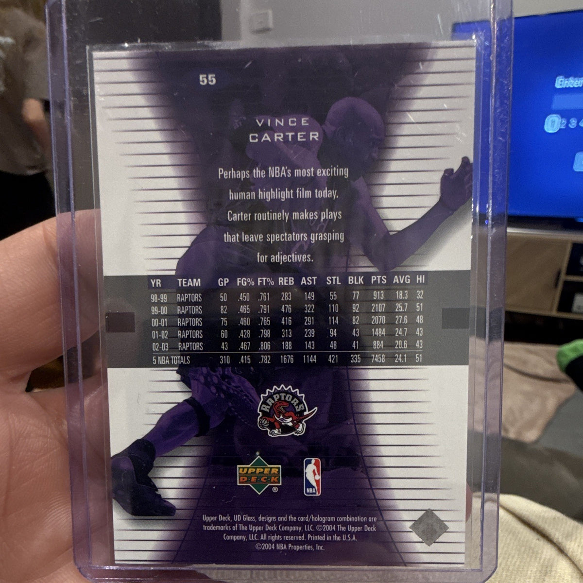 Upper Deck UD Glass 2004 Vince Carter Toronto Raptors #55 Base Set1