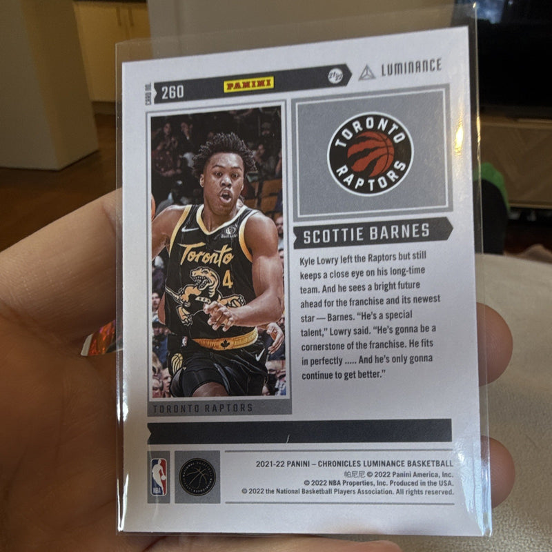 Panini Chronicles Luminance Scottie Barnes Rookie 260 Toronto Raptors 2021 221