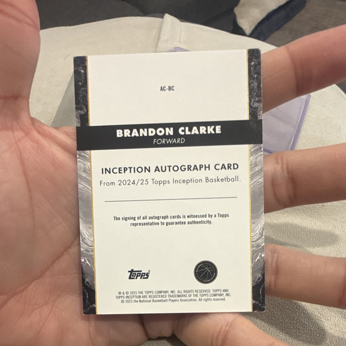 Topps Inception Basketball 2024 25 Brandon Clarke Auto AC BC Inception /992