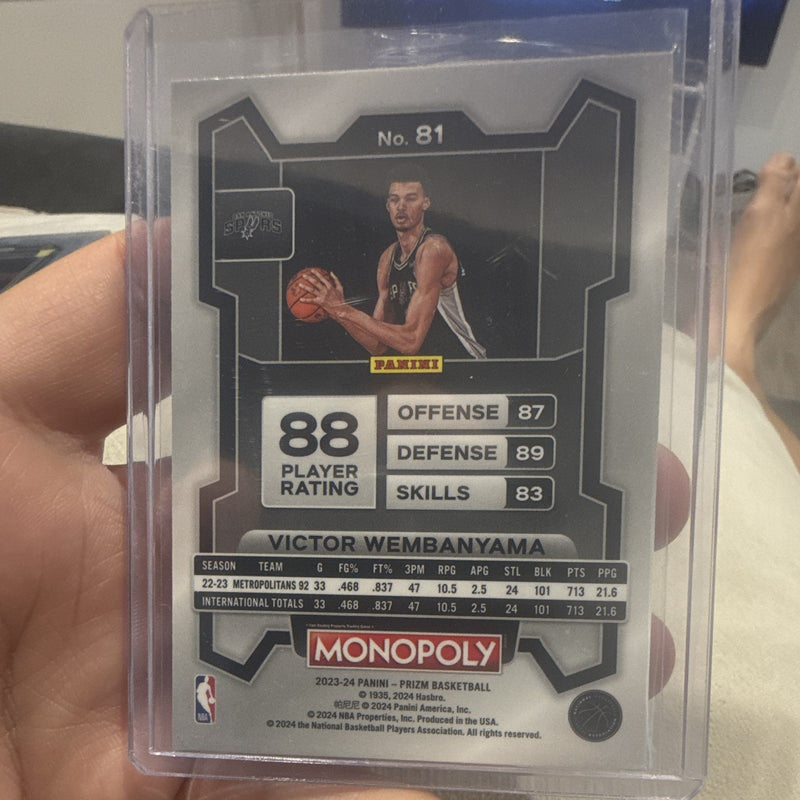 Panini Prizm Basketball 2023 24 Victor Wembanyama Rookie Monopoly 81 Spurs1