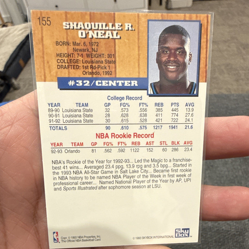 SkyBox NBA Hoops Rookie Shaquille O'Neal Orlando Magic 1993 1551