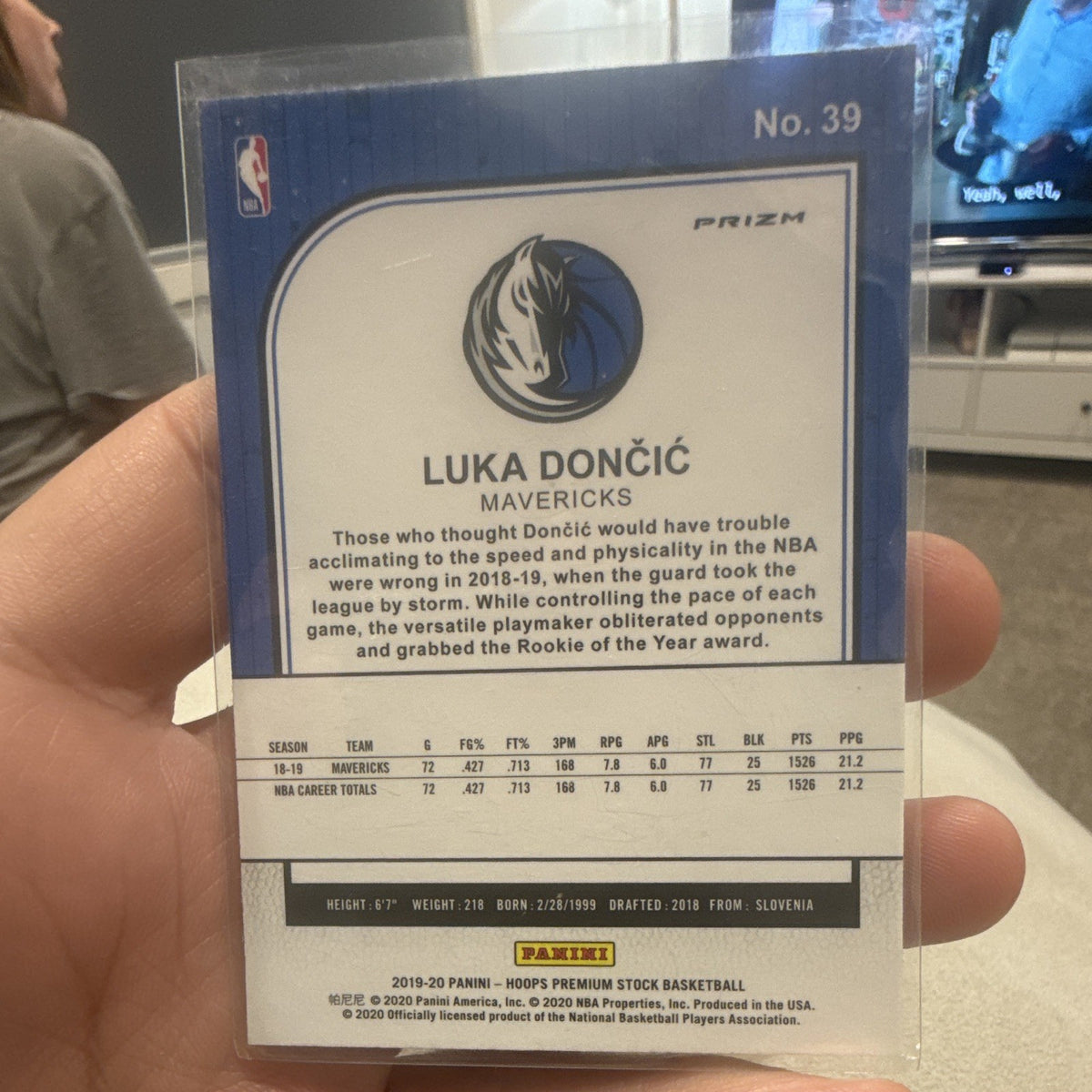 Panini Hoops Premium Stock 2019 20 Luka Dončić Mavericks Prizm No. 391