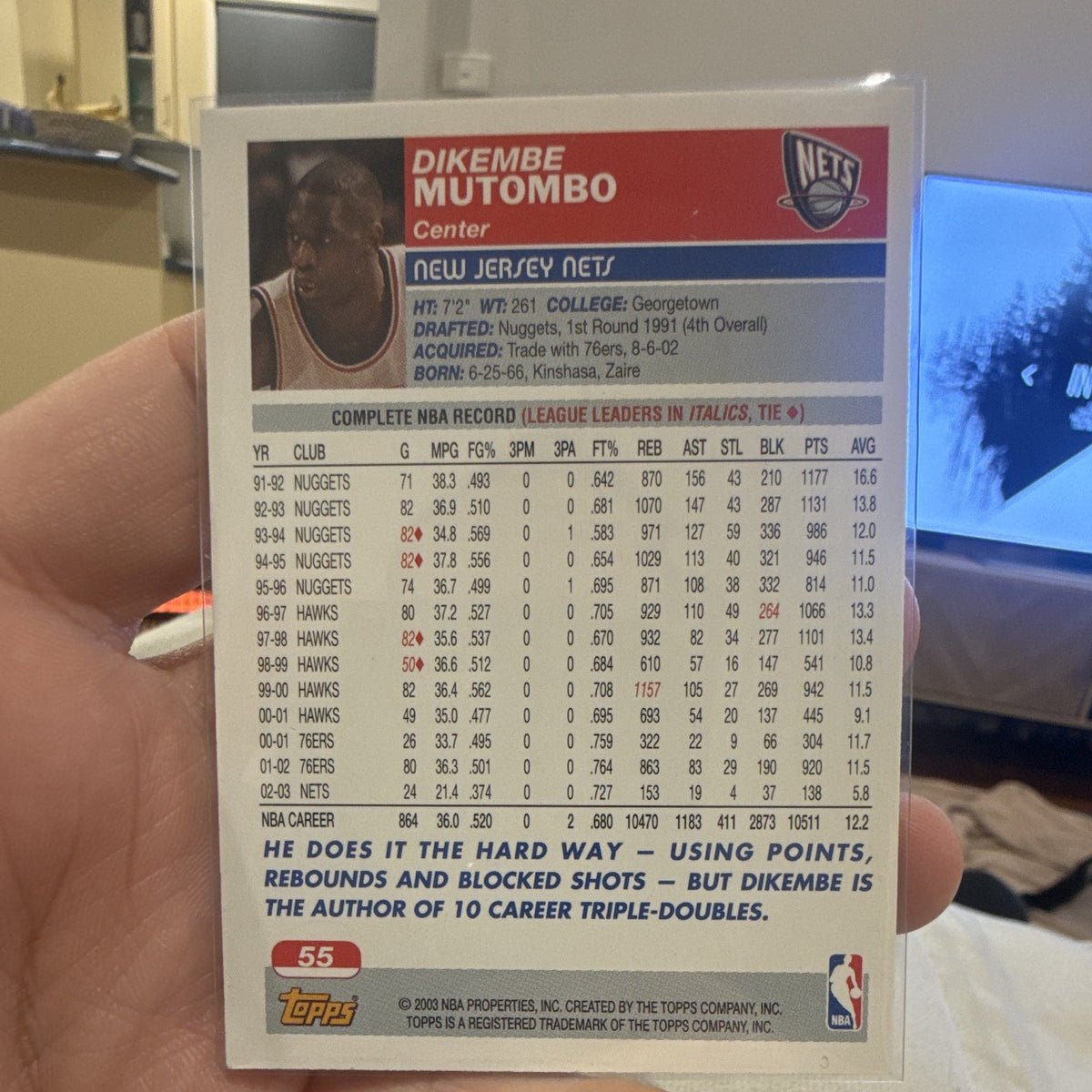 Topps 2003 04 Base Set Dikembe Mutombo New Jersey Nets Card #551