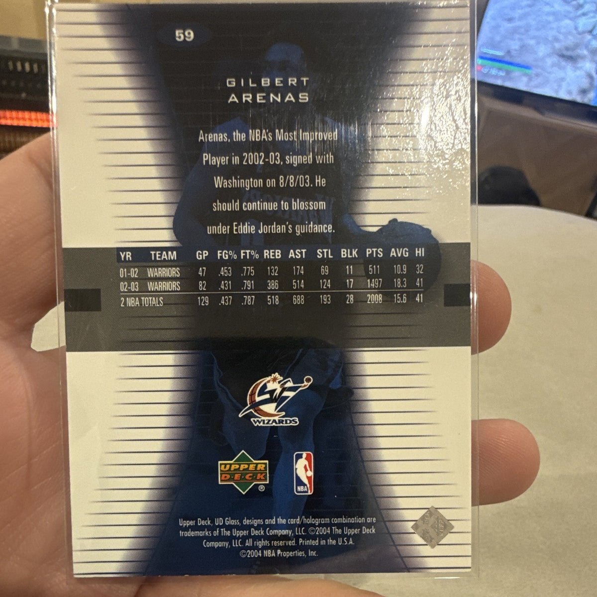 Upper Deck UD Glass Insert Gilbert Arenas Golden State Warriors 2004 #591