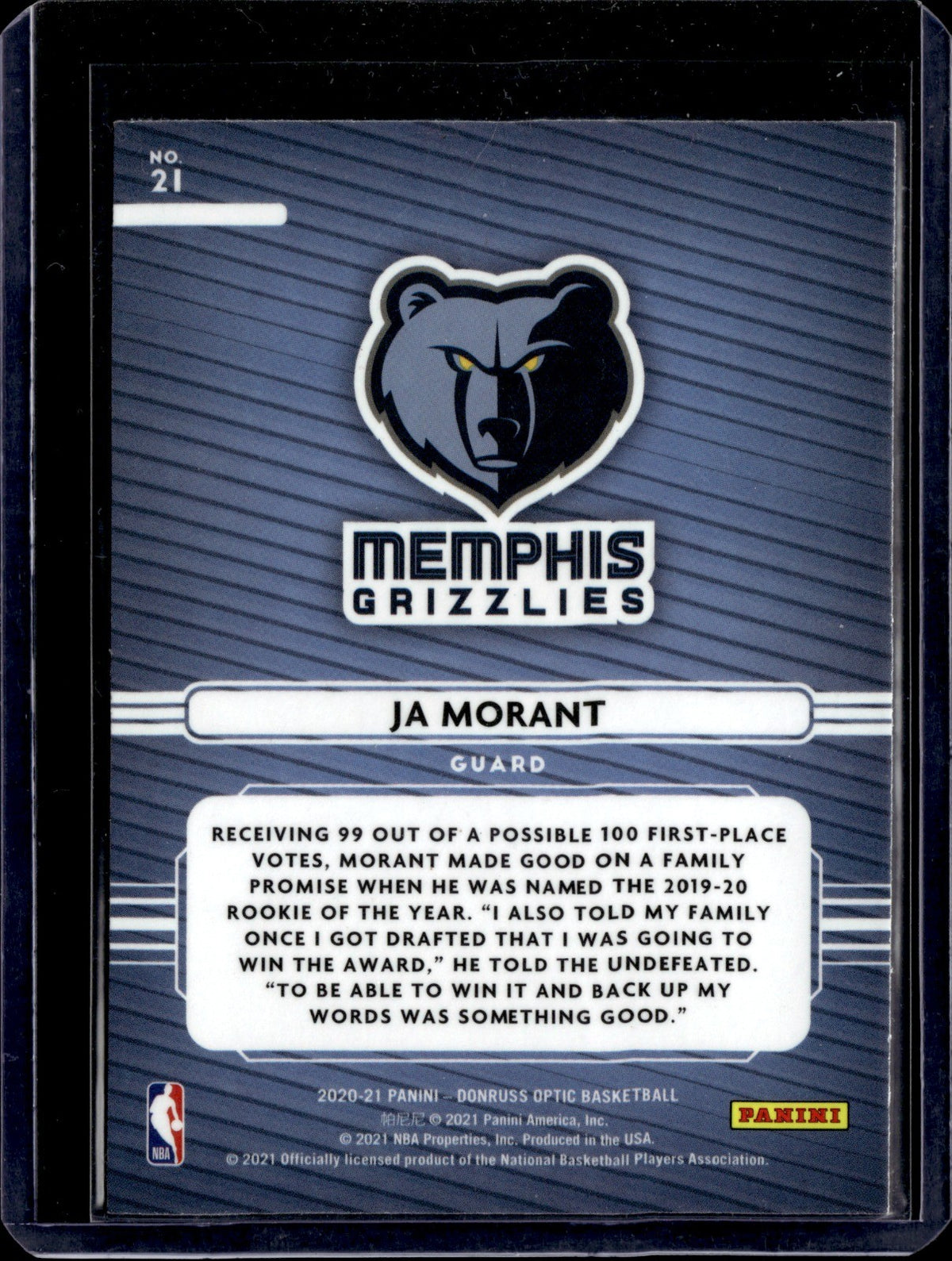 Ja Morant Elite Dominators Donruss Optic   Elite Dominators 21 NM1