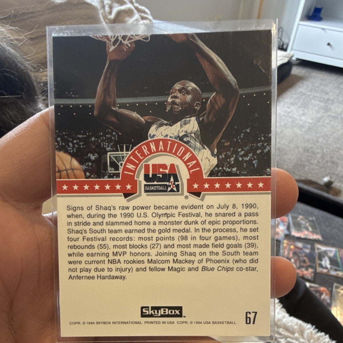 SkyBox 1994 USA Basketball International #67 Shaquille O'Neal Insert1