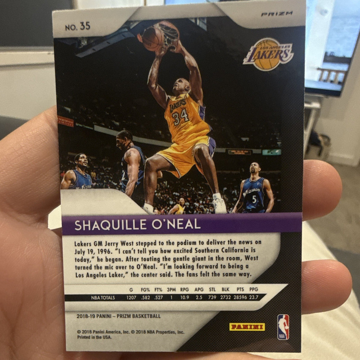 Panini Prizm Basketball 2018-19 Shaquille O'Neal Green Prizm #35 Lakers1